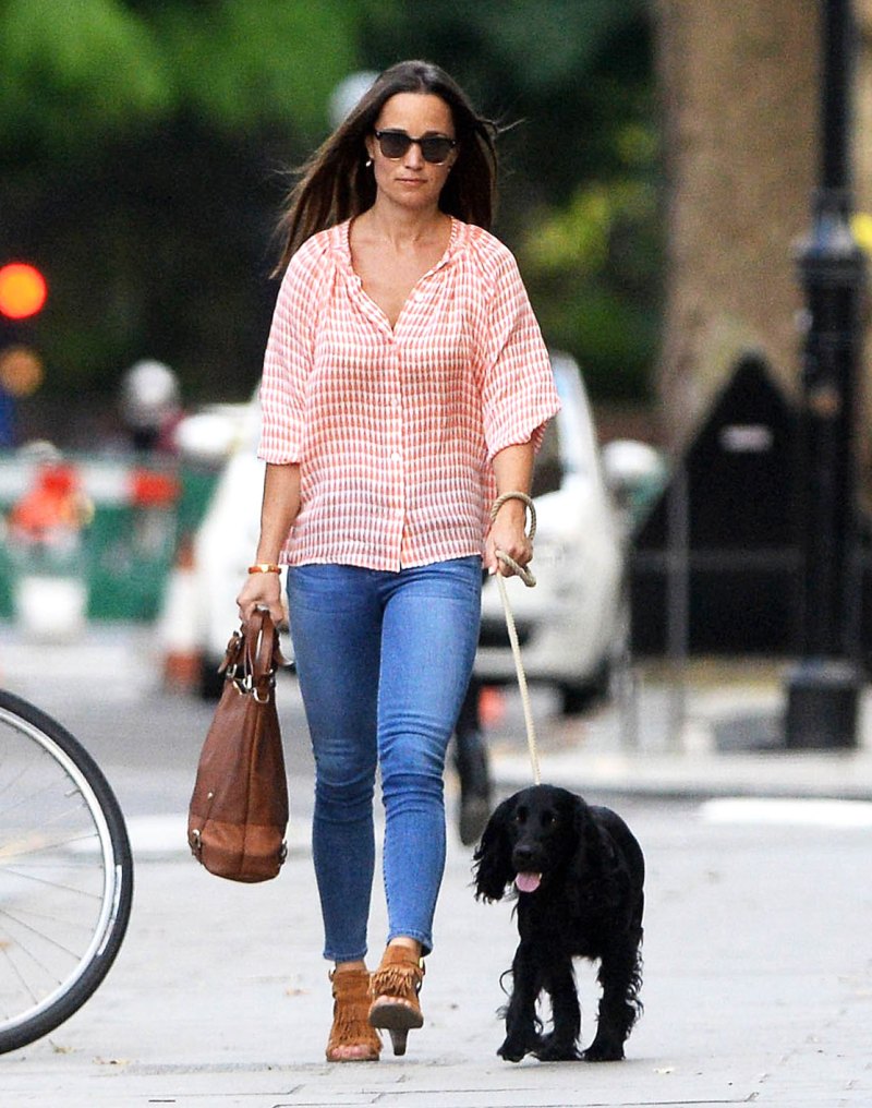 Engaged Pippa Middleton Walks Dog in Jeans With Diamond Ring