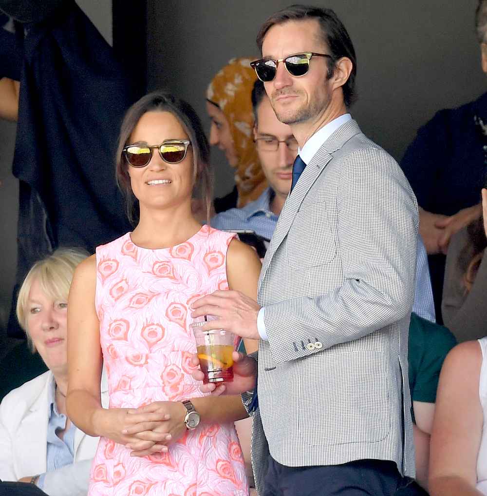 Pippa Middleton and James Matthews attend day nine of the Wimbledon Tennis Championships at Wimbledon on July 06, 2016 in London, England.