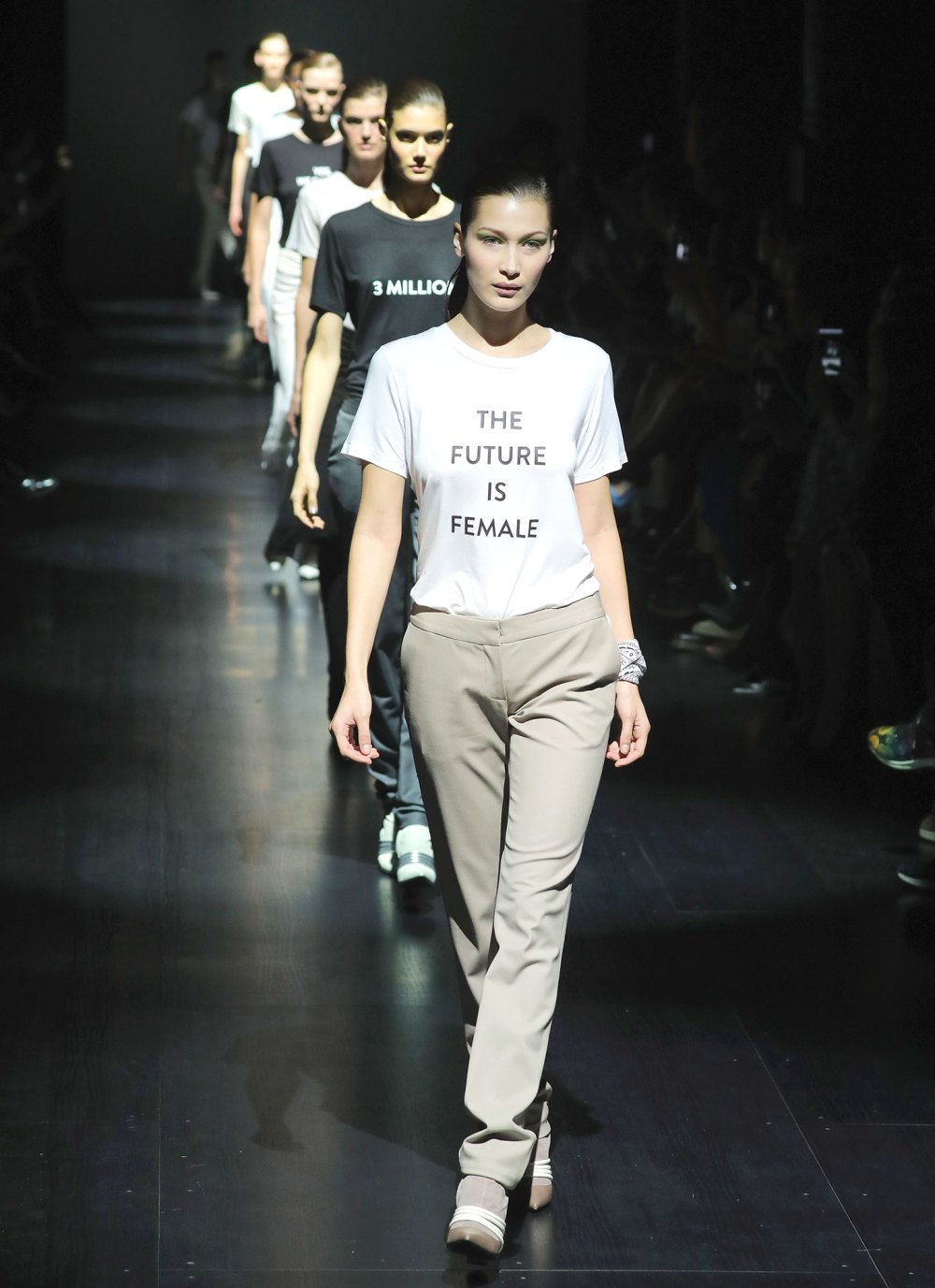 Model Bella Hadid walks the runway for the Prabal Gurung collection during, New York Fashion Week: The Shows at Gallery 1, Skylight Clarkson Sq on February 12, 2017 in New York City.