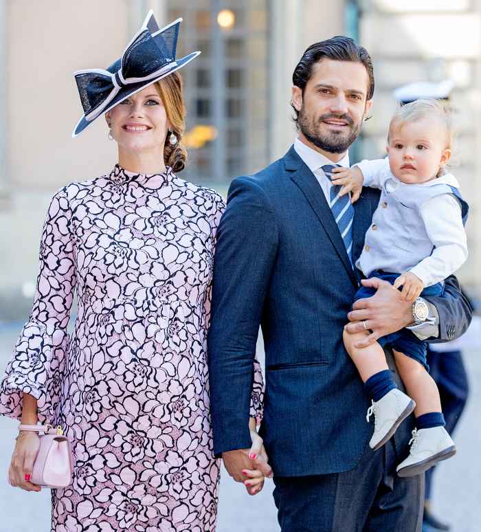 Prince Carl Philip of Sweden, Princess Sofia of Sweden and Prince Alexander arrive for a thanksgiving service on the occasion of The Crown Princess Victoria of Sweden's 40th birthday celebrations at the Royal Palace on July 14, 2017 in Stockholm, Sweden.