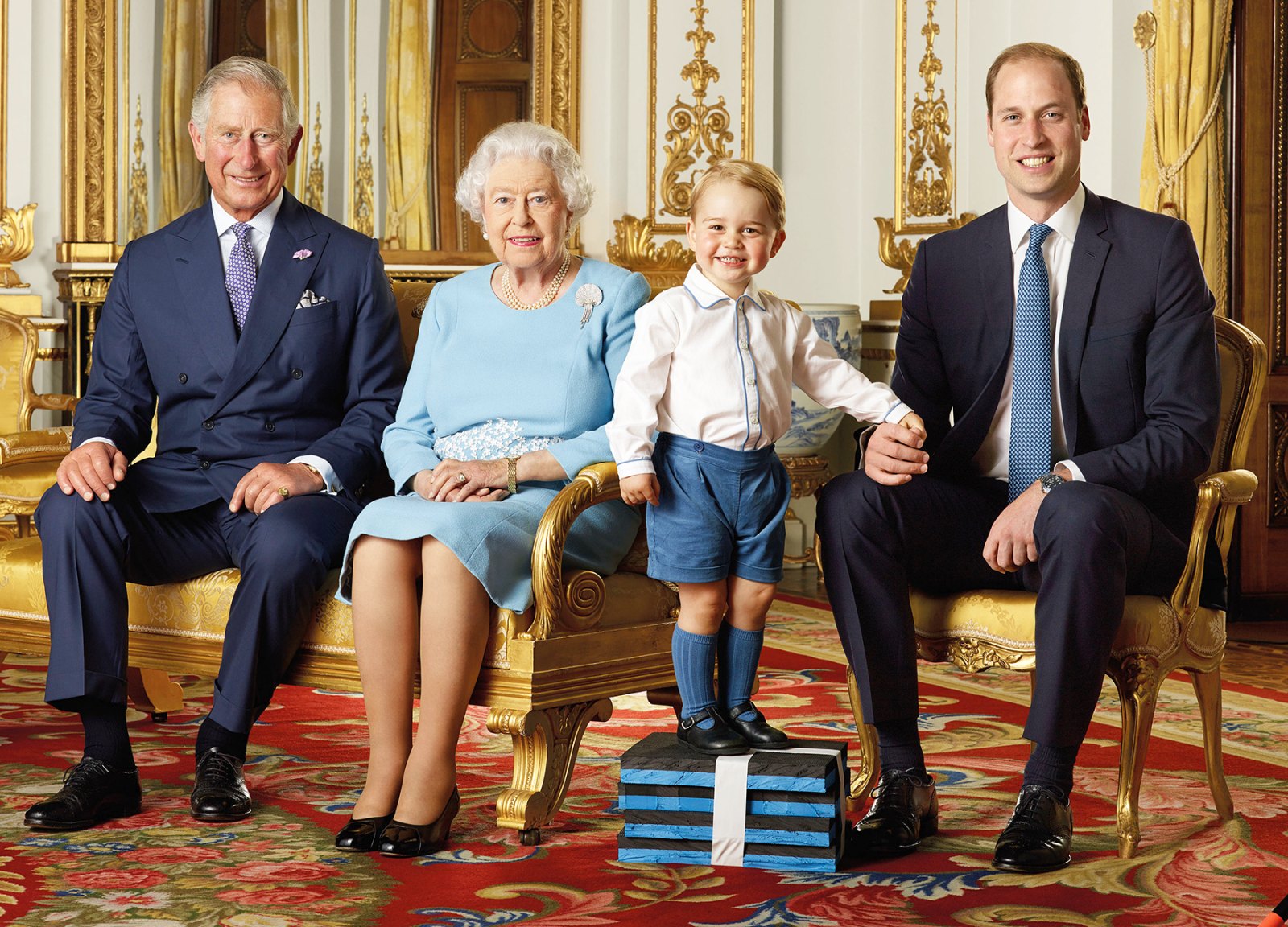 Prince Charles, Queen Elizabeth II, Prince George and Prince Charles