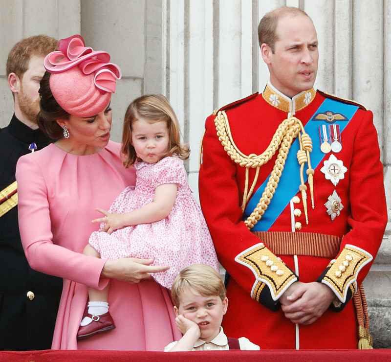 Prince George Prince William Kate Middleton Princess Charlotte Trooping the Colour grumpy