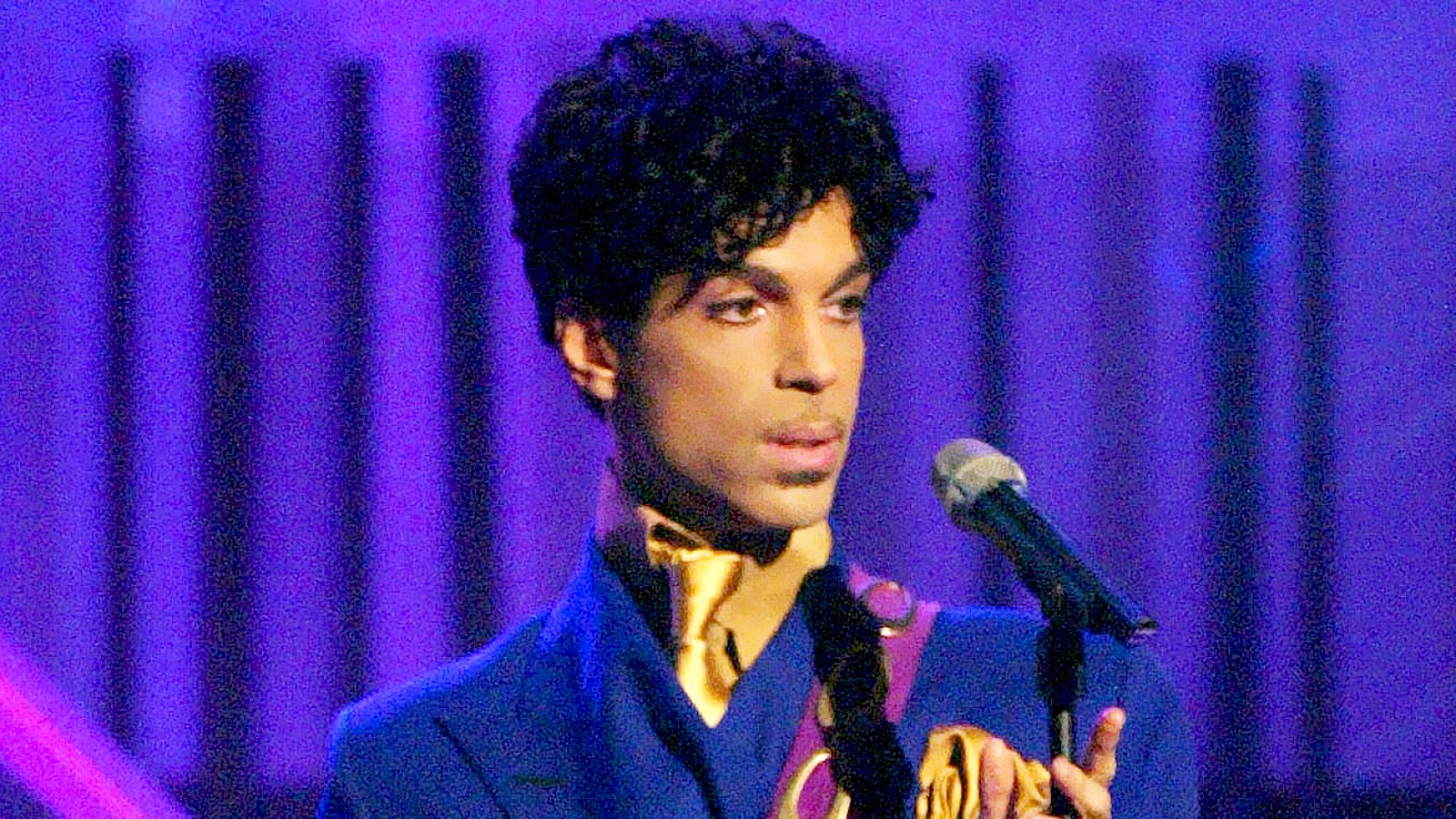Prince performs the song "Purple Rain" at the 46th Annual Grammy Awards.