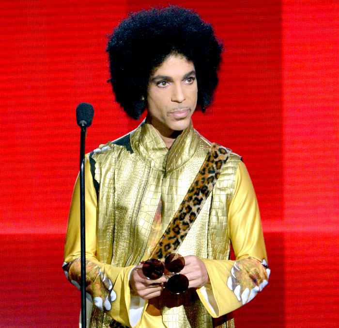 Prince speaks onstage during the 2015 American Music Awards.