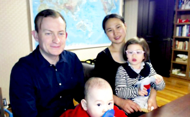 Professor Robert Kelly, Jung-a Kim and their children James and Marion