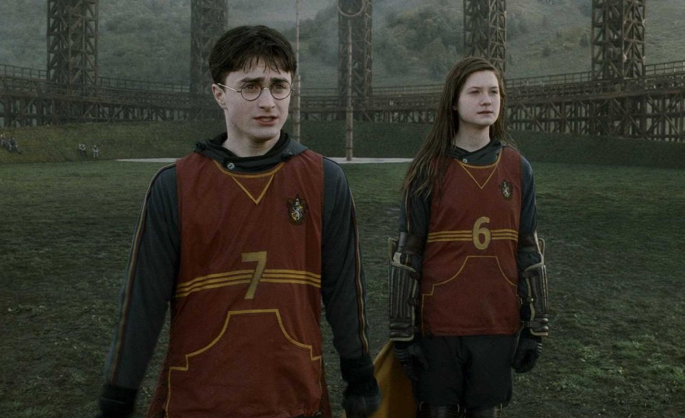 Daniel Radcliffe and Bonnie Wright in Harry Potter.