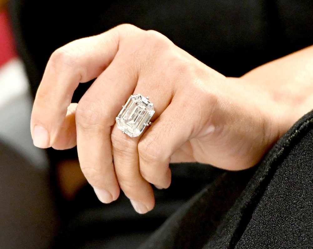 Kim Kardashian-West, wedding ring band detail, attends The Girls' Lounge dinner, giving visibility to women at Advertising Week 2016, at Pier 60 on September 27, 2016 in New York City.