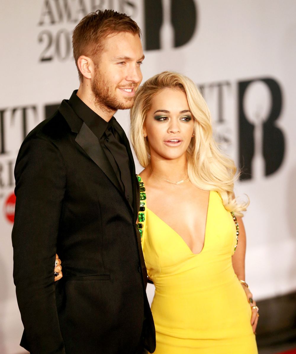 Rita Ora and Calvin Harris attend the 2014 BRIT Awards at 02 Arena on February 19, 2014 in London, England.