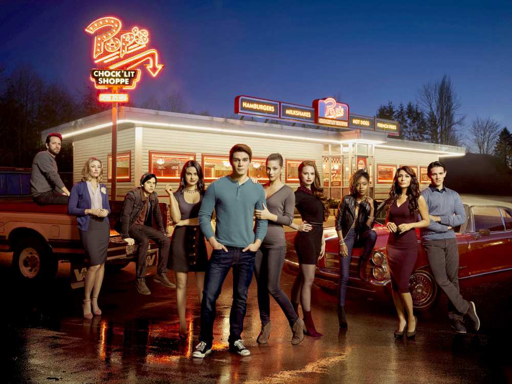 Luke Perry as Fred Andrews, Madchen Amick as Alice Cooper, Cole Sprouse as Jughead Jones, Camila Mendes as Veronica Lodge, KJ Apa as Archie Andrews, Lili Reinhart as Betty Cooper, Madelaine Petsch as Cheryl Blossom, Ashleigh Murray as Josie McCoy, Marisol Nichols as Hermione Lodge, and Casey Cott as Kevin Keller