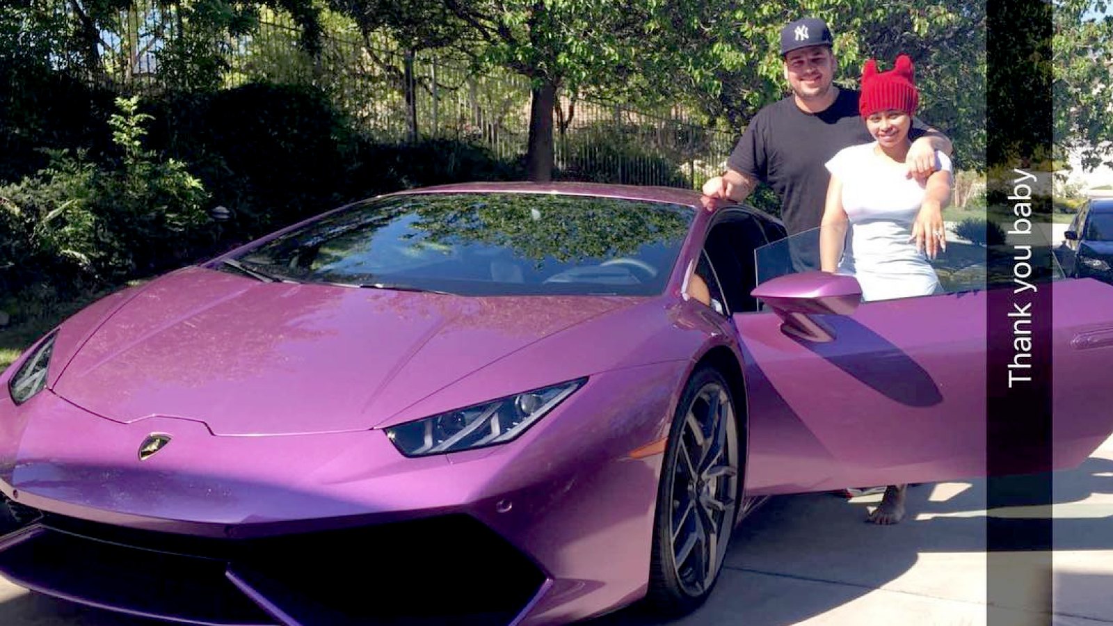 Rob Kardashian buys his fiancee Blac Chyna a purple Lamborghini.