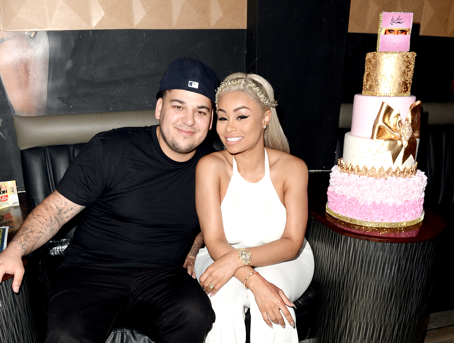 Blac Chyna and Rob Kardashian are all smiles as they celebrate Chyna's twenty-eighth birthday at the G5ive Strip Club in Miami in 2016. INFphoto.com