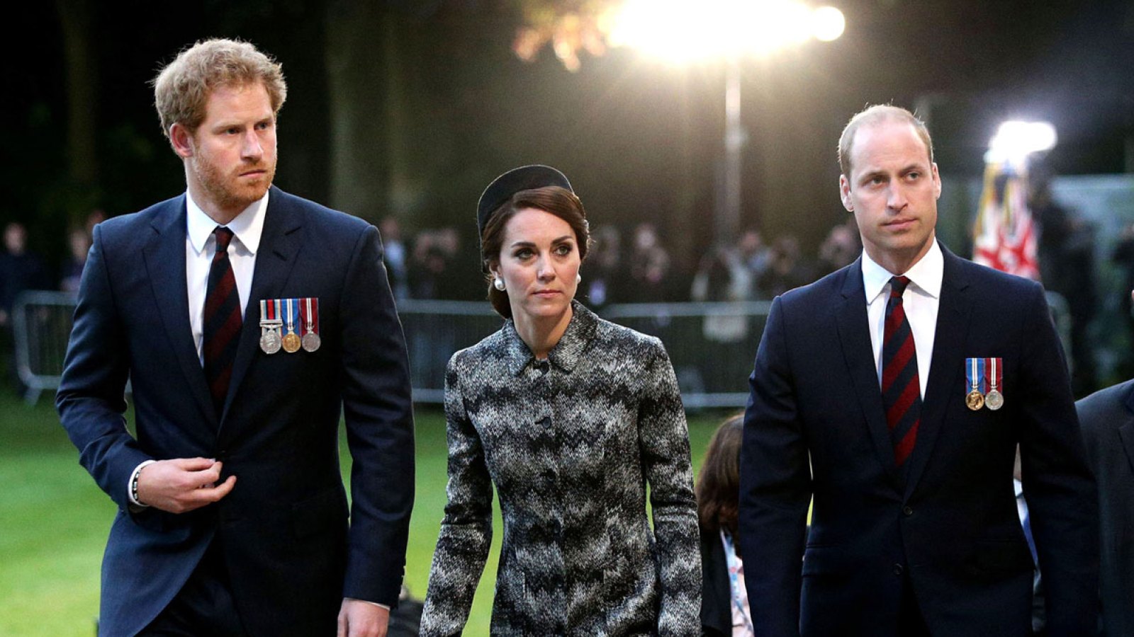 Duchess Kate, Prince William and Prince Harry attend an overnight vigil in France