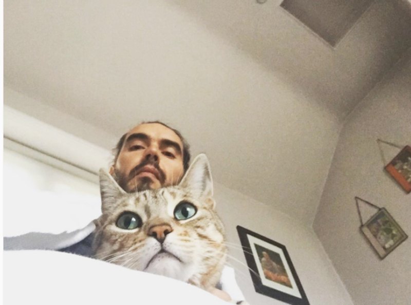 Russell Brand and Cat