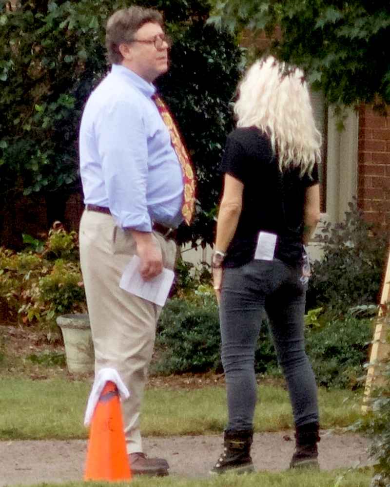 Russell Crowe was spotted filming 'Boy Erased' on a rainy day in Atlanta.