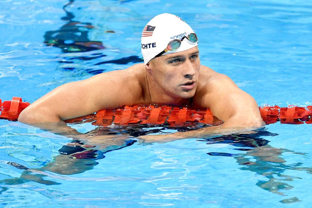 United States' Ryan Lochte checks his time after a men' 4x200-meter freestyle relay heat during the swimming competitions at the 2016 Summer Olympics in Rio de Janeiro, Brazil.