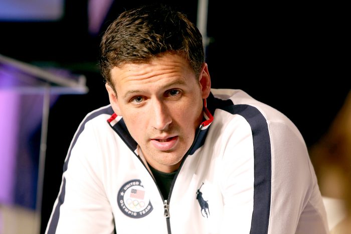 Ryan Lochte addresses the media at the USOC Olympic Meida Summit at The Beverly Hilton Hotel on March 7, 2016 in Beverly Hills, California.