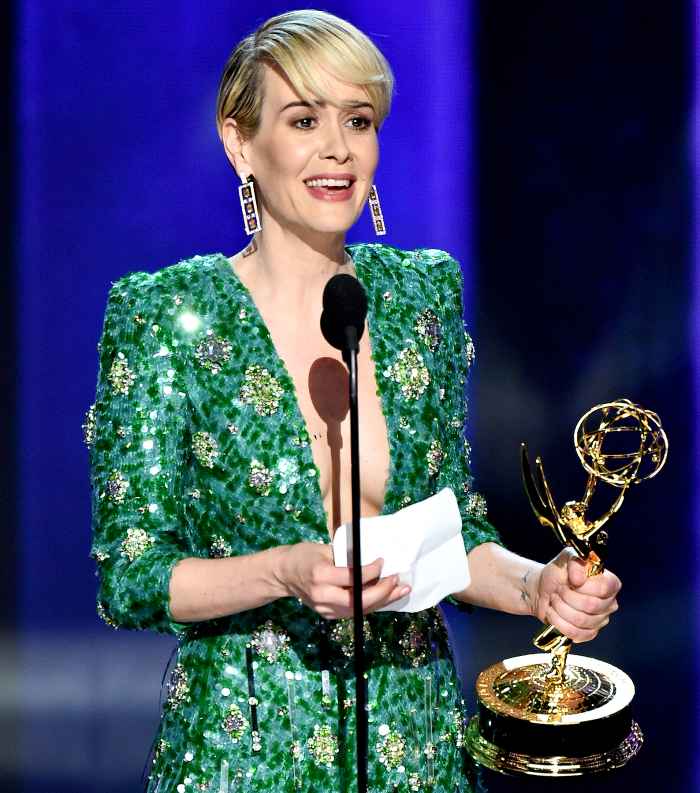 Sarah Paulson accepts the award for Outstanding Lead Actress in a Limited Series or a Movie for ‘The People v. O.J. Simpson: American Crime Story’ at the 68th annual Primetime Emmy Awards on Sunday, Sept. 18, 2016, at the Microsoft Theater in Los Angeles.