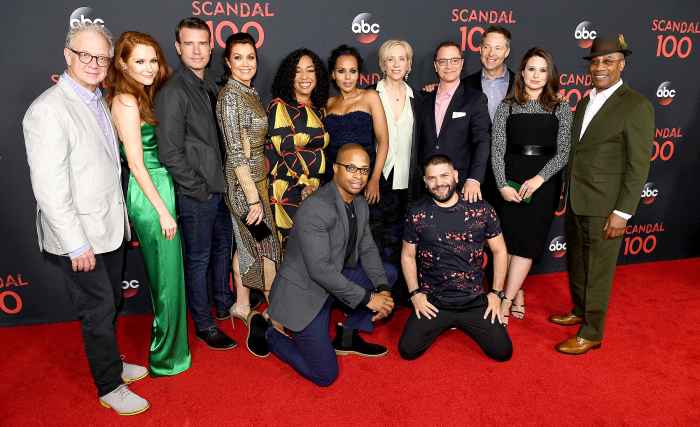 The cast of Scandal attended a 100th episode celebration in West Hollywood, CA.