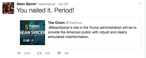 Sean Spicer tweet