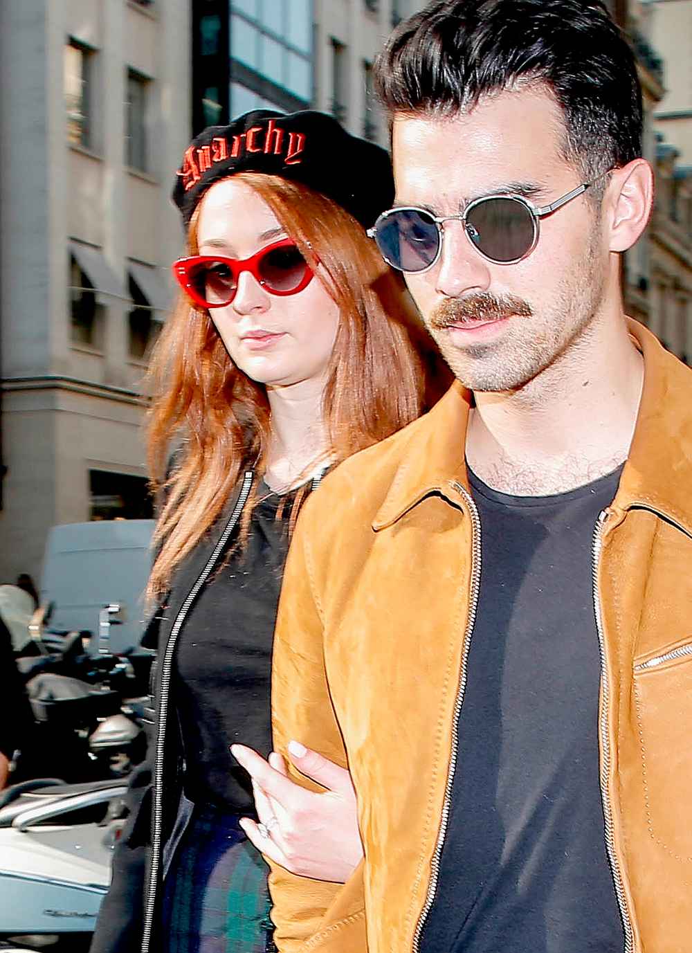 Newly engaged singer Joe Jonas and Game of Thrones' star Sophie Turner enjoying a shopping day in Paris on October 17, 2017.