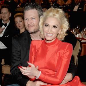 Gwen Stefani and Blake Shelton cuddle up at Clive Davis' pre-Grammys 2016 party