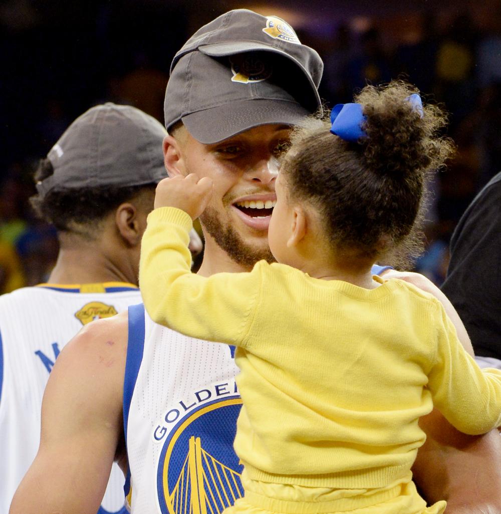 Stephen Curry #30 of the Golden State Warriors celebrates after winning the 2017 NBA Finals on June 12, 2017 at ORACLE Arena in Oakland, California.