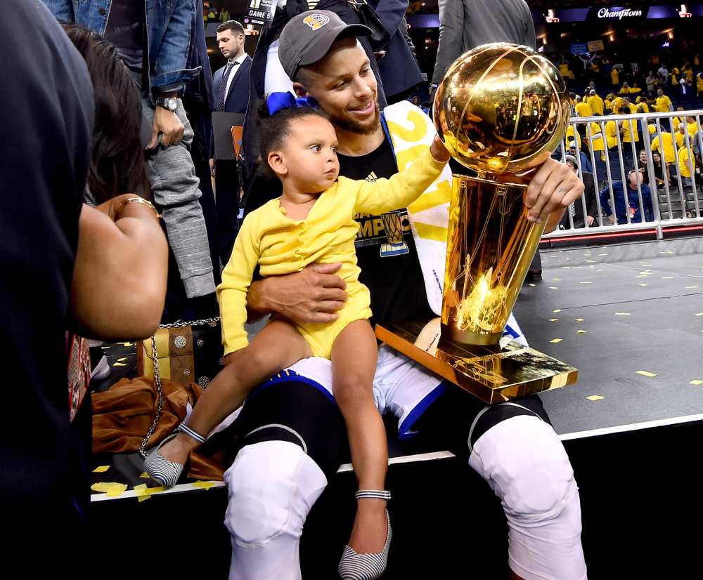 Stephen Curry #30 of the Golden State Warriors celebrates after winning the NBA Championship in Game Five against the Cleveland Cavaliers of the 2017 NBA Finals on June 12, 2017 at Oracle Arena in Oakland, California.