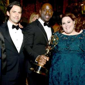 Milo Ventimiglia, Sterling K. Brown, Chrissy Metz attend FOX Broadcasting Company, Twentieth Century Fox Television, FX And National Geographic 69th Primetime Emmy Awards After Party at Vibiana on September 17, 2017 in Los Angeles, California.