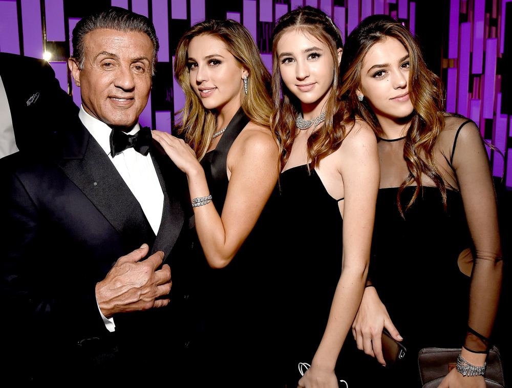 Sylvester Stallone, Scarlet Rose Stallone, Sophia Rose Stallone and Sistine Rose Stallone attend The 2017 InStyle and Warner Bros. 73rd Annual Golden Globe Awards Post-Party at the Beverly Hilton Hotel on January 8, 2017 in Beverly Hills, California.