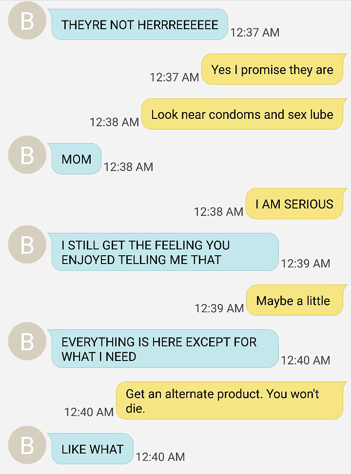 viral text message exchange tampons