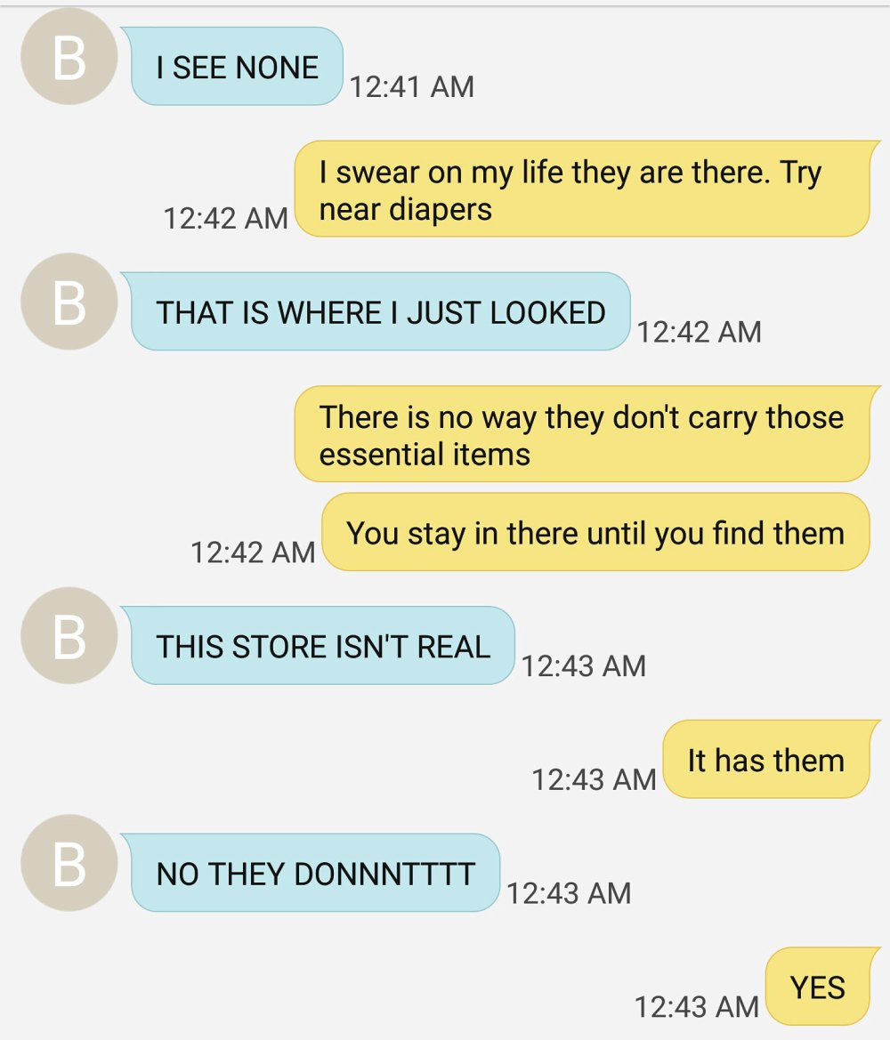 viral text message exchange tampons