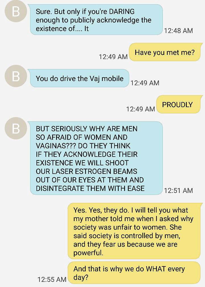 viral text message exchange tampons