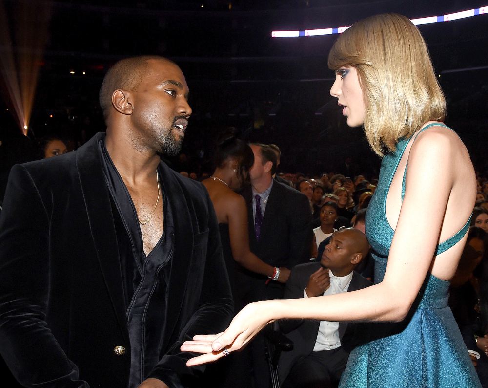 Kanye West and Taylor Swift attend The 57th Annual GRAMMY Awards at the STAPLES Center on February 8, 2015 in Los Angeles, California.
