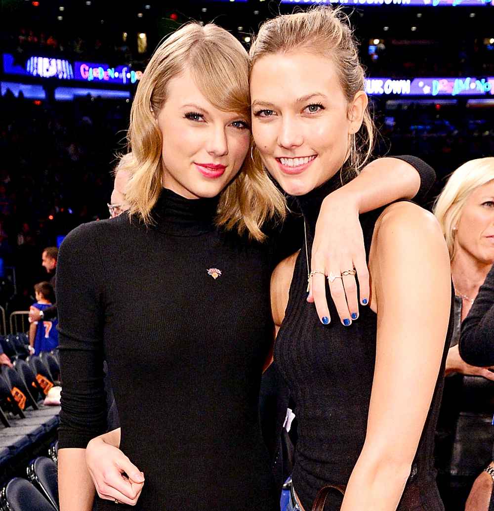 Taylor Swift and Karlie Kloss attend the Chicago Bulls vs New York Knicks game at Madison Square Garden in New York City on October 29, 2014.