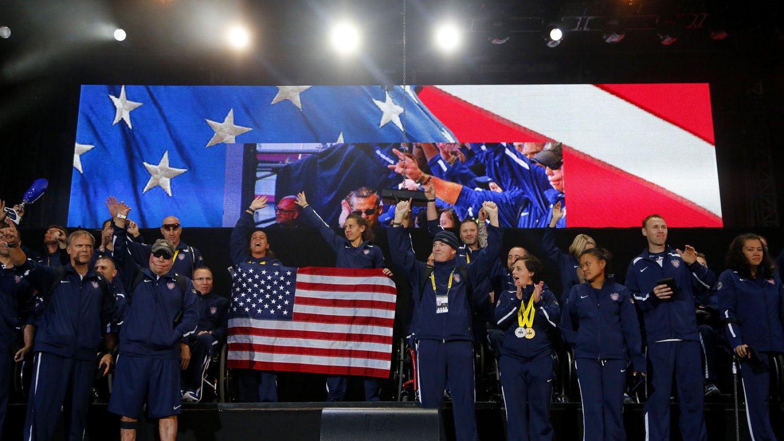 Team USA celebrate at the end of the 2014 Invictus Games