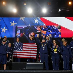 Team USA celebrate at the end of the 2014 Invictus Games