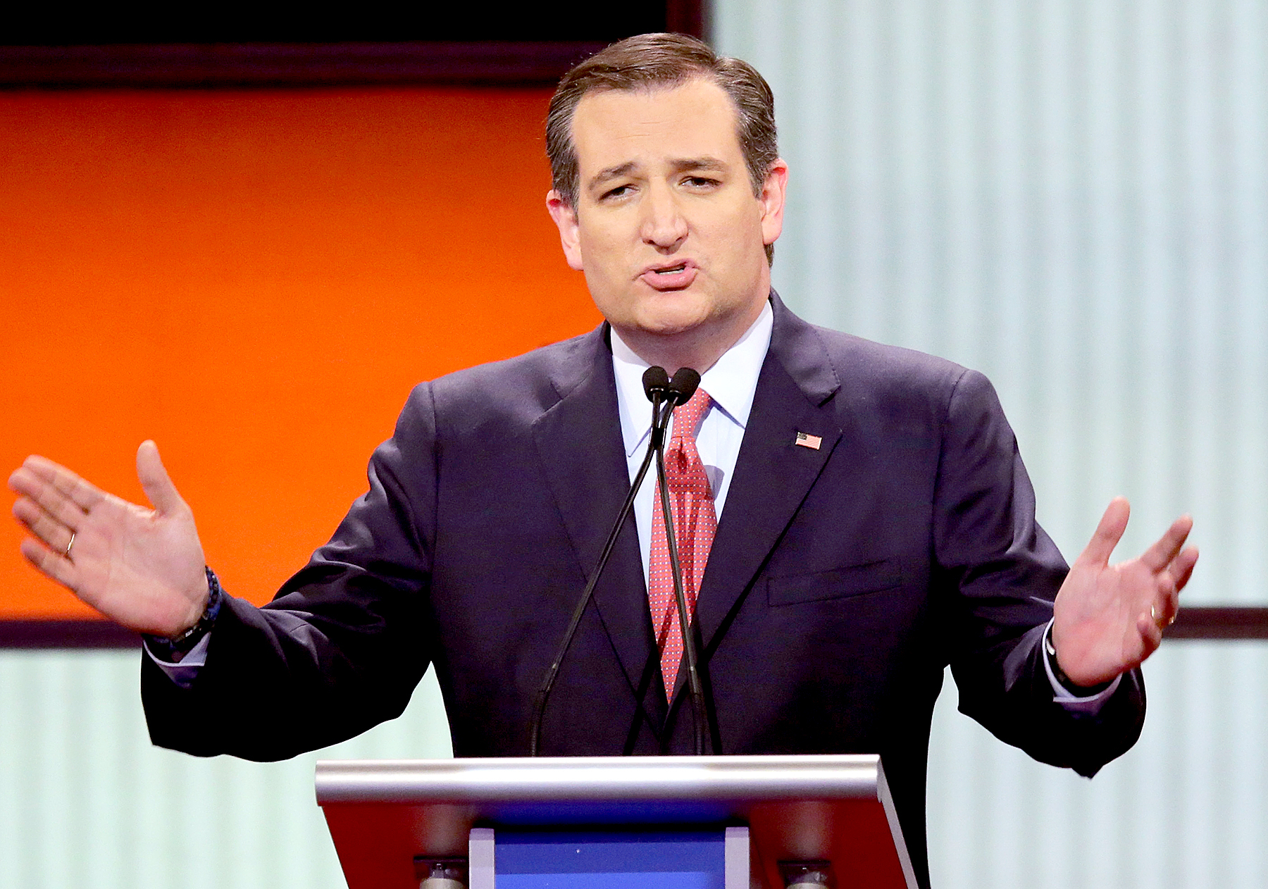 Republican presidential candidate Sen. Ted Cruz participates in a debate sponsored by Fox News at the Fox Theatre on March 3, 2016 in Detroit, Michigan.