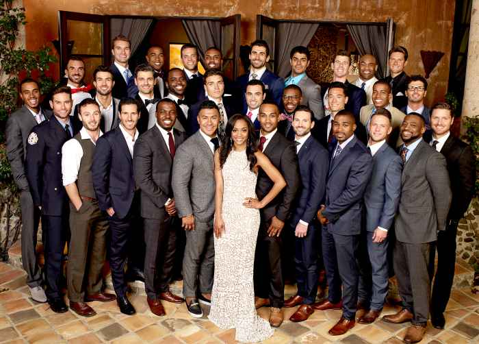Rachel Lindsay and her suitors on The Bachelorette.
