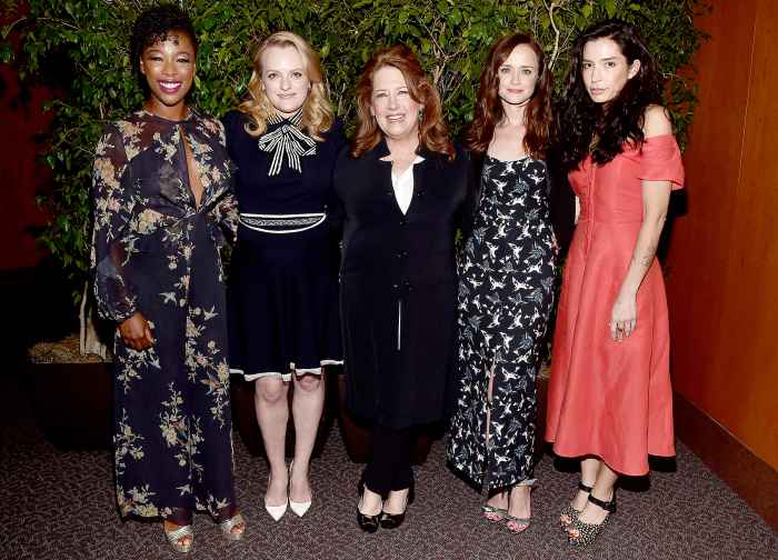 Samira Wiley, Elisabeth Moss, Ann Dowd, Alexis Bledel and director Reed Morano attend the after party for the FYC event for Hulu's "The Handmaid's Tale" on August 14, 2017 in Los Angeles, California.