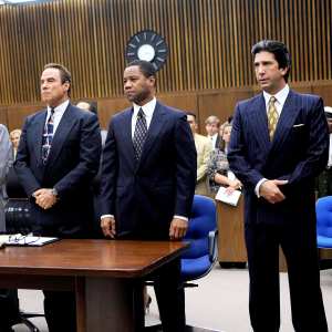 Nathan Lane as F. Lee Bailey, Courtney B. Vance as Johnnie Cochran, John Travolta as Robert Shapiro, Cuba Gooding, Jr. as O.J. Simpson, David Schwimmer as Robert Kardashian on The People v. O.J. Simpson: American Crime Story