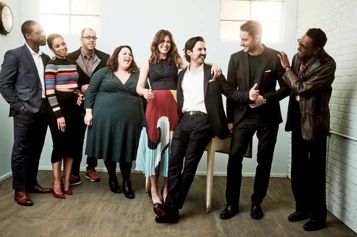 Sterling K. Brown, Susan Kelechi Watson, Chris Sullivan, Chrissy Metz, Mandy Moore, Milo Ventimiglia, Justin Hartley and Ron Cephas Jones of 'This Is Us' pose for a portrait in the NBCUniversal Press Tour portrait studio at The Langham Huntington, Pasadena on January 18, 2017 in Pasadena, California.