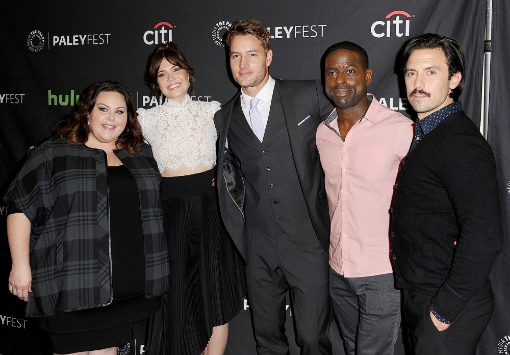 Chrissy Metz, Mandy Moore, Justin Hartley, Sterling K. Brown and Milo Ventimiglia attend the NBC event at the PaleyFest 2016 fall TV preview at The Paley Center for Media on September 13, 2016 in Beverly Hills, California.