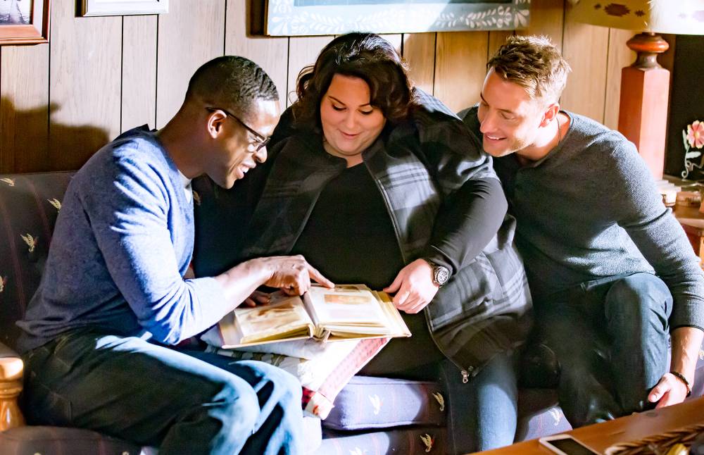 Sterling K. Brown as Randall, Chrissy Metz as Kate, and Justin Hartley as Kevin on This Is Us.