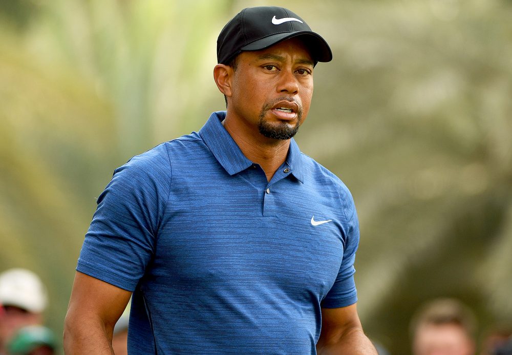 Tiger Woods walks off the 15th tee during the first round of the Omega Dubai Desert Classic at Emirates Golf Club on February 2, 2017 in Dubai, United Arab Emirates.