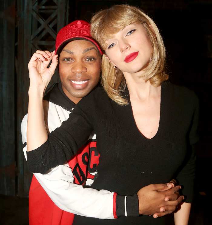 Todrick Hall and Taylor Swift pose backstage at 'Kinky Boots' on Broadway at The Al Hirschfeld Theater in New York City on November 23, 2016.