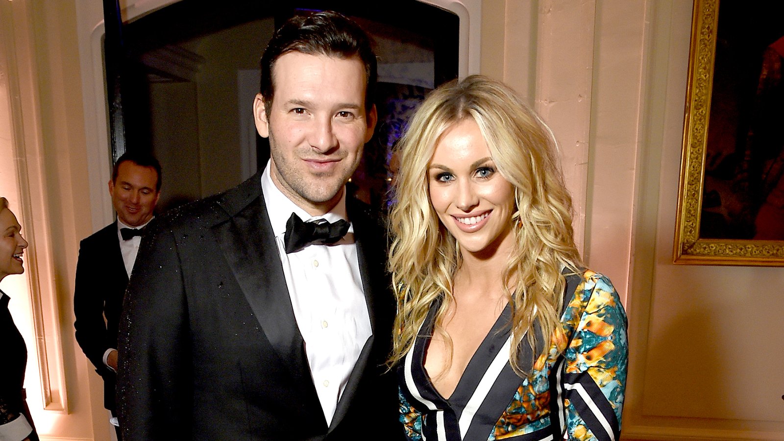 Tony Romo and Candice Crawford attend the Bloomberg & Vanity Fair cocktail reception following the 2015 WHCA Dinner at the residence of the French Ambassador on April 25, 2015 in Washington, DC.