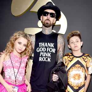Alabama Barker, musician Travis Barker and Landon Barker attend The 58th GRAMMY Awards.