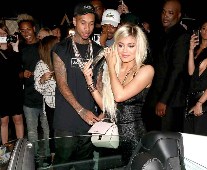 Tyga and Kylie Jenner are seen on Aug. 9, 2015, in Los Angeles.