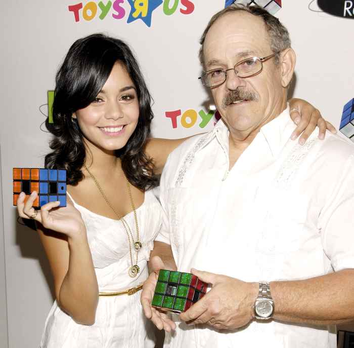Vanessa Hudgens and Greg Hudgens celebrate Father's Day with the launch of Techno Source's Rubik's Revolution at Toys ''R'' Us Times Square in 2007.