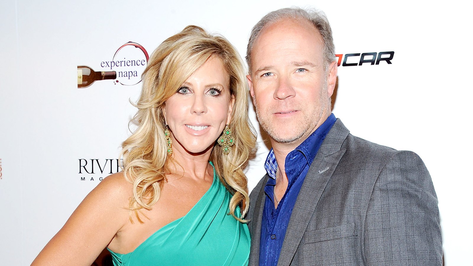 Vicki Gunvalson and Brooks Ayers arrive at the Wines By Wives Launch Party For Celebrity Wine Of The Month Club at Lexington Social House on May 8, 2012.
